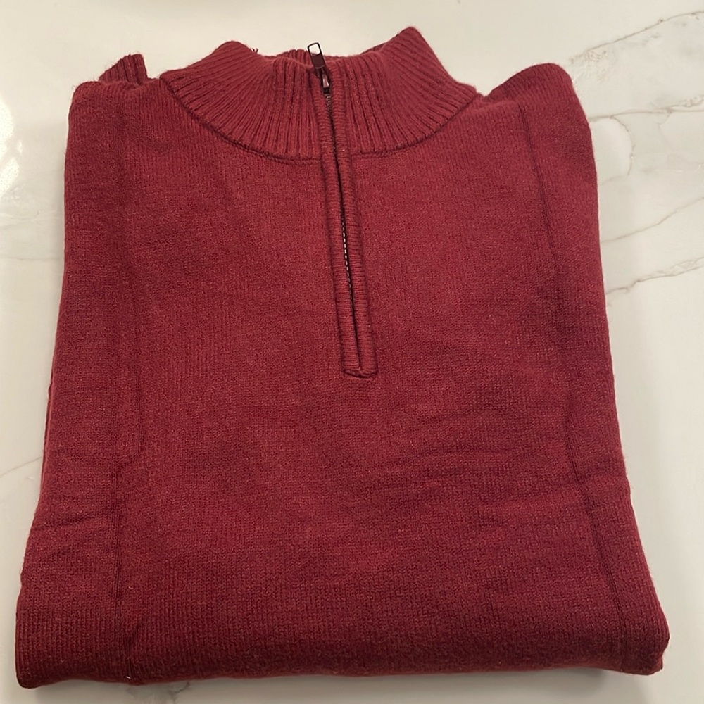 Burgundy Mock Neck 1/4 zip sweater